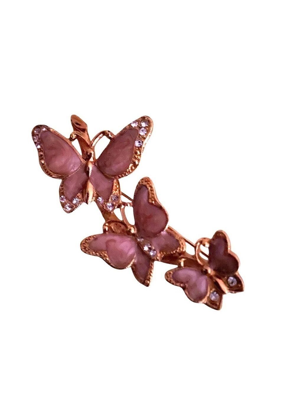 Vintage Avon Brooch Three Butterflies, Pale Pink, Gold-tone, Feminine